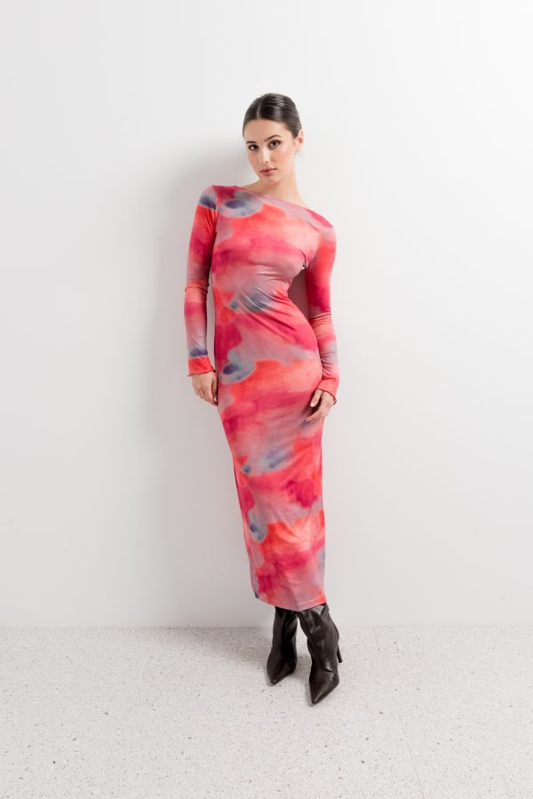 vestido estampado largo-rosa-xl
