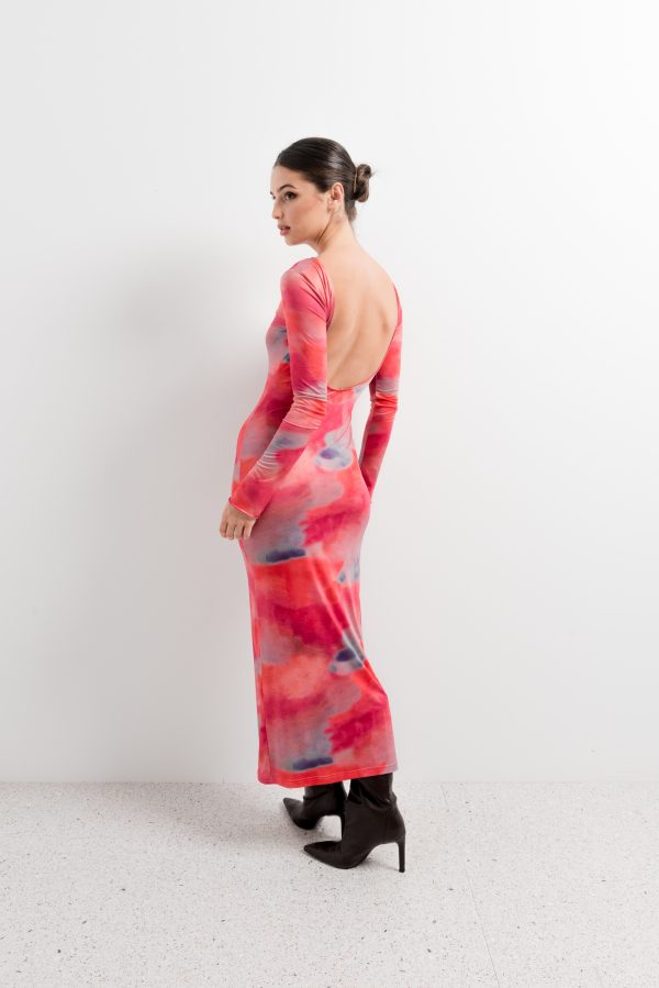 vestido estampado largo-rosa-m