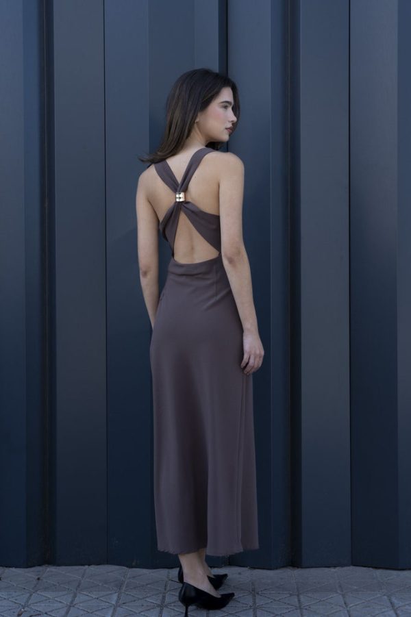 VESTIDO MIDI MARRÓN - Imagen 3