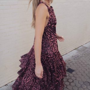 VESTIDO LARGO VOLANTES ESTAMPADO