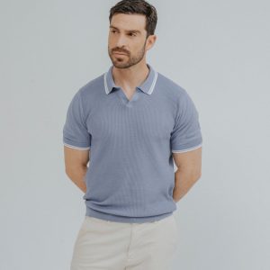 POLO TRICOT RAYA CUADRILLÉ AZUL